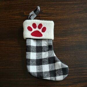 Buffalo Plaid Pet Christmas Stocking with Red Paw